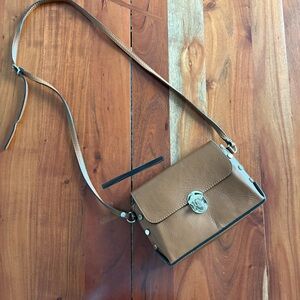 Vera Pelle Brown Leather Crossbody Bag